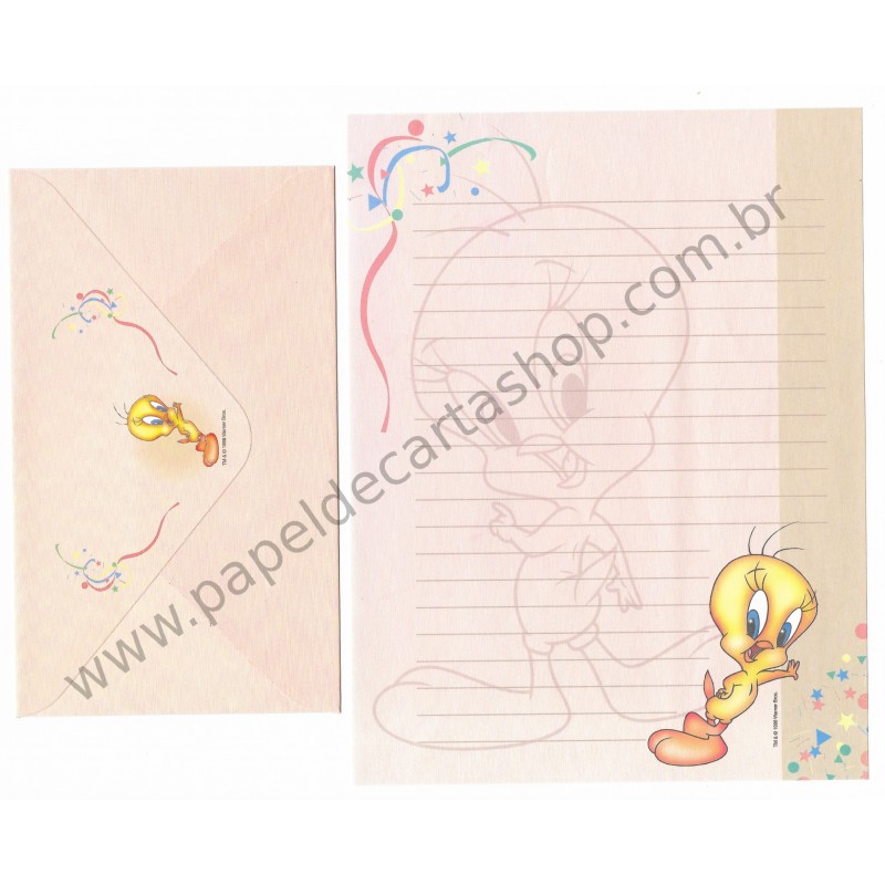 Conjunto de Papel de Carta Antigo Looney Tunes Piu-Piu