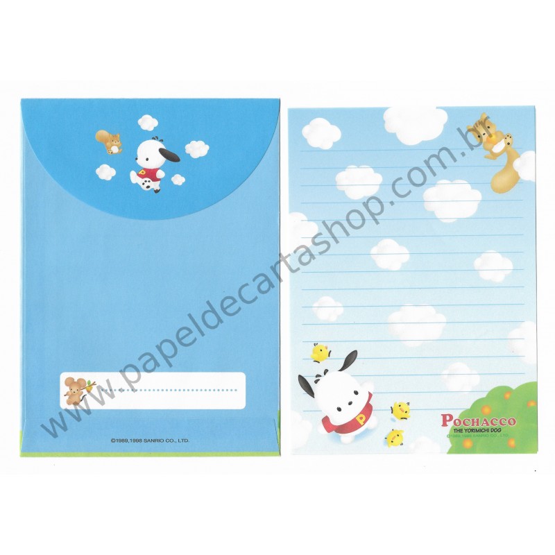 Ano 1998. Conjunto de Papel de Carta Pochacco Vintage P Sanrio