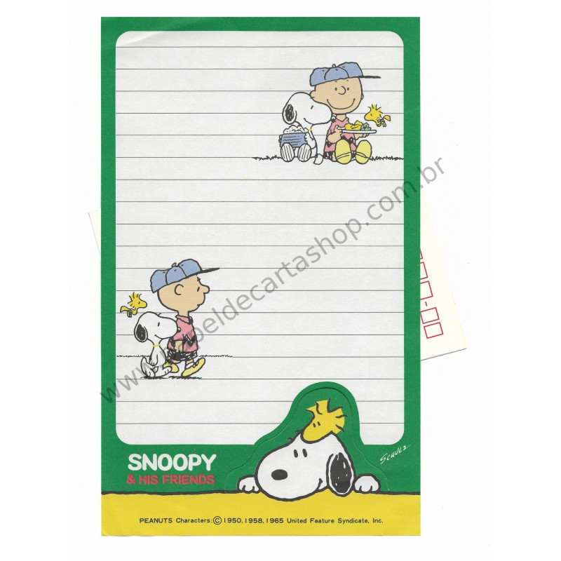 Conjunto de Papel de Carta Original Antigo Peanuts Charlie Brown CVD