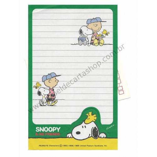 Conjunto de Papel de Carta Original Antigo Peanuts Charlie Brown CVD