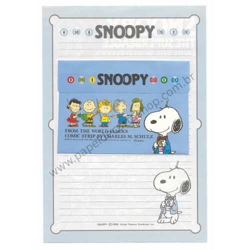 Conjunto de Papel de Carta Snoopy Jogo de Bilhar Antigo (Vintage) - Peanuts