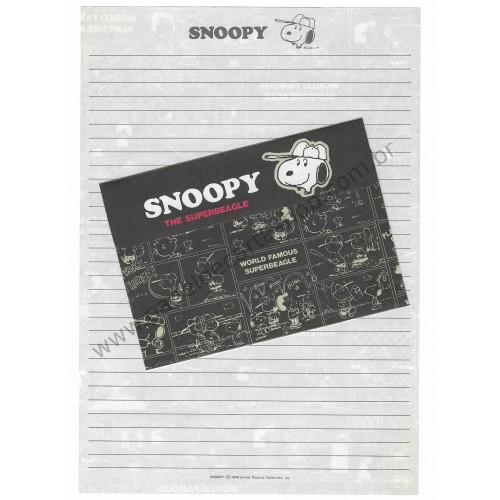 Conjunto de Papel de Carta Snoopy Baseball Antigo (Vintage) - Peanuts