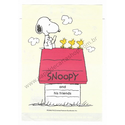 Conjunto de Papel de Carta Snoopy & Woodstock AM Antigo (Vintage) - Peanuts