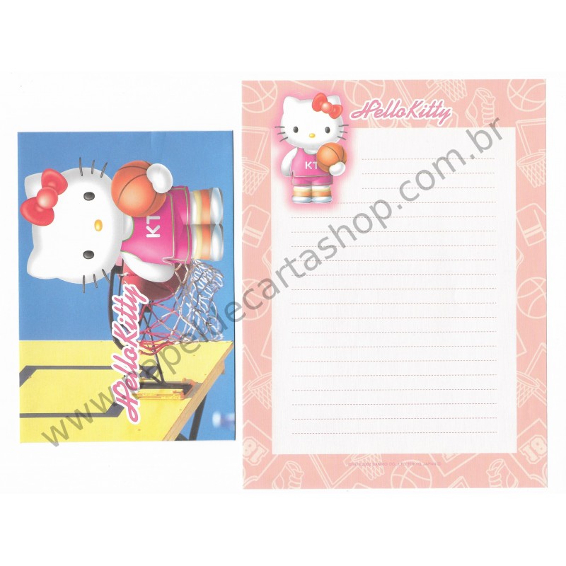 Ano 2002. Conjunto de Papel de Carta Hello Kitty Sport Basketball Sanrio