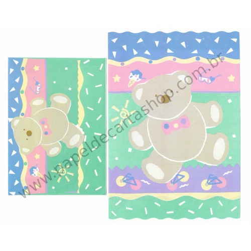 Ano 1991. Conjunto de Papel de Carta Bear Tin Summer Vintage Sanrio