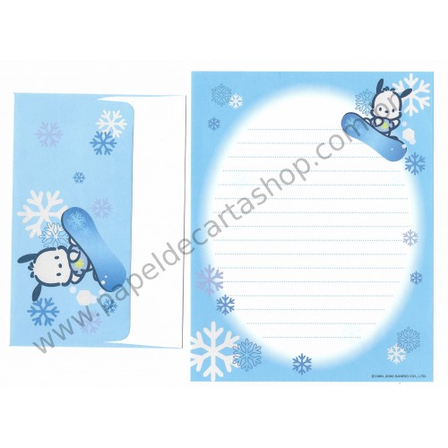 Ano 2000. Conjunto de Papel de Carta Pochacco Snow I Vintage Sanrio