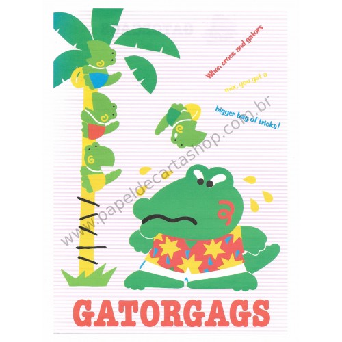 Ano 1989. Conjunto de Papel de Carta Gatorgags Vintage Sanrio