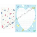 Ano 1988. Conjunto de Papel de Carta Tweedle Dee Dee Bear Blue Sanrio