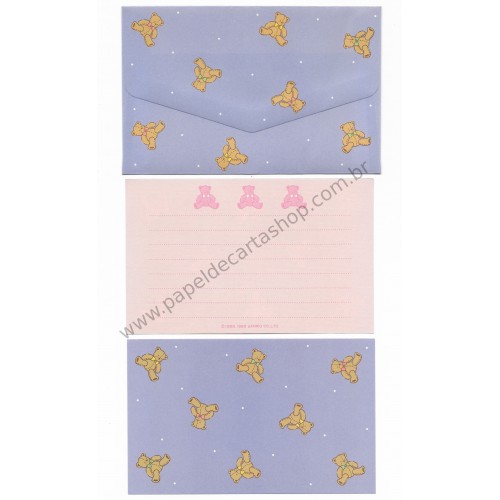 Ano 1989. Conjunto de Papel de Carta Tweedle Dee Dee Bear P Sanrio