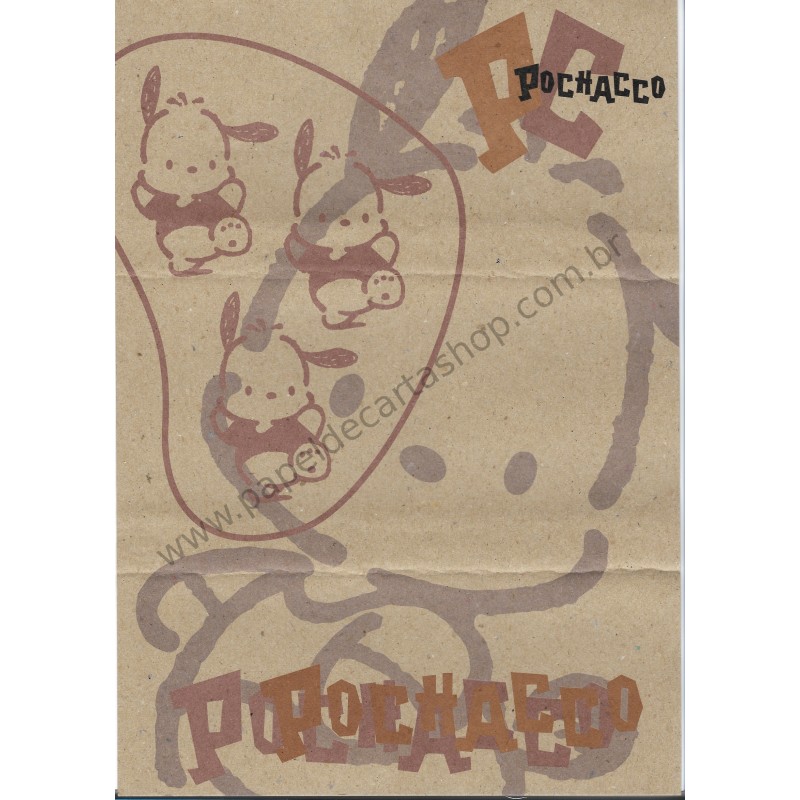 Ano 1996. Conjunto de Papel de Carta Pochacco Kraft A4 Vintage Sanrio