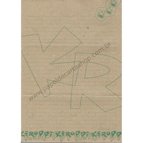 Ano 1996. Conjunto de Papel de Carta Keroppi Kraft A4 Vintage Sanrio