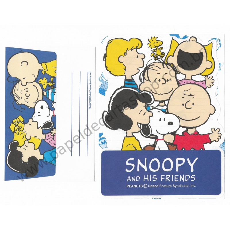 Conjunto de Papel de Carta Snoopy & His Friends AZ Antigo (Vintage) Hallmark - Peanuts