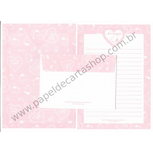 Conjunto de Papel de Carta Original Antigo Snoopy Peanuts Japan