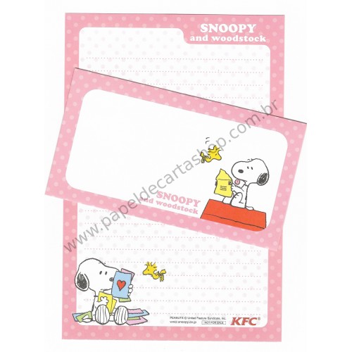 Conjunto de Papel de Carta Snoopy & Woodstock KFC Antigo (Vintage) - Peanuts