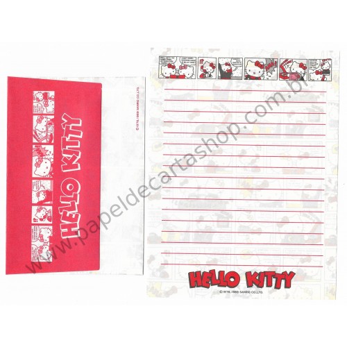 Ano 1989. Conjunto de Papel de Carta Hello Kitty HQ Sanrio