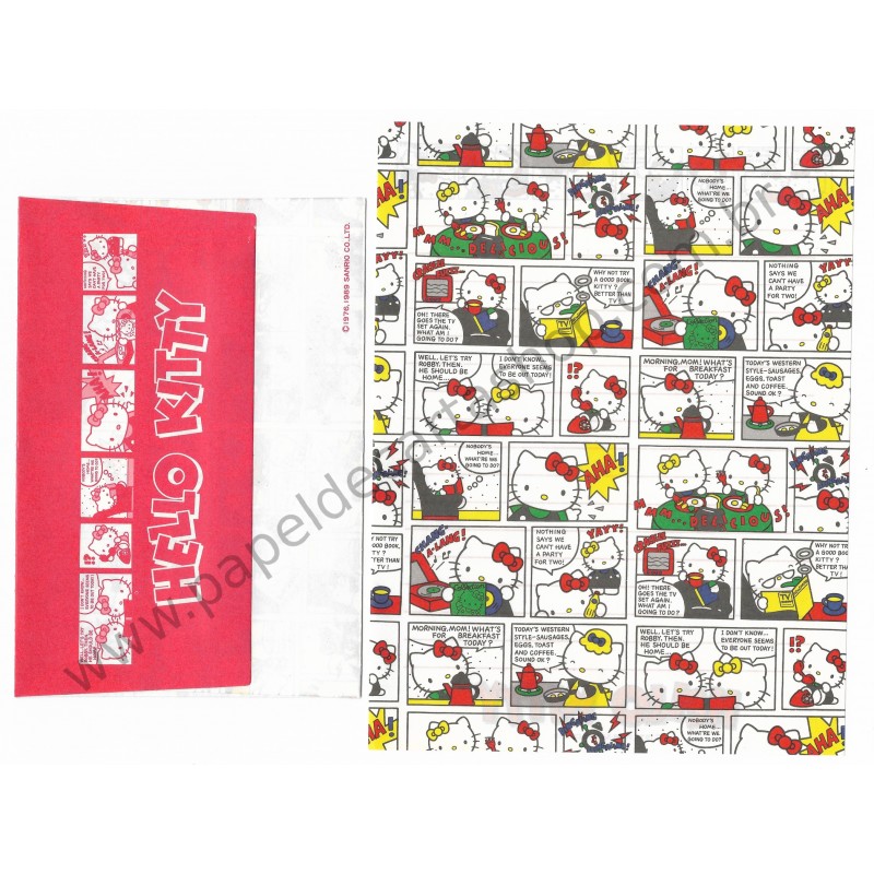 Ano 1989. Conjunto de Papel de Carta Hello Kitty HQ Sanrio