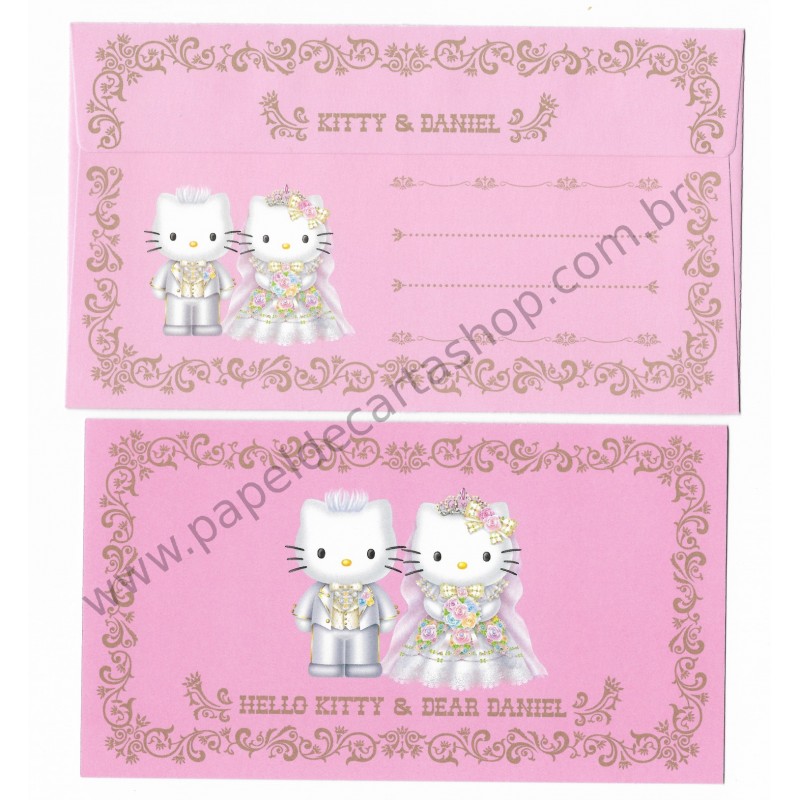 Ano 2001. Conjunto de Papel de Carta Hello Kitty & Dear Daniel Wedding Invitation II