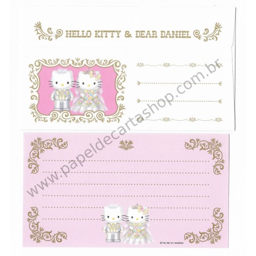 Ano 2001. Conjunto de Papel de Carta Hello Kitty & Dear Daniel Wedding Invitation Sanrio