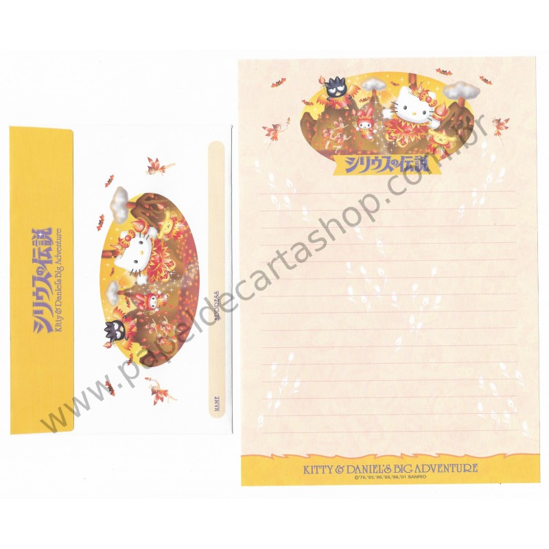 Ano 2001. Conjunto de Papel de Carta Hello Kitty & Daniel's Big Adventure CAM Sanrio