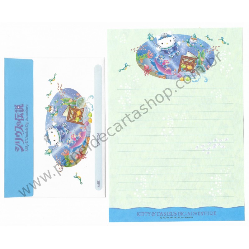 Ano 2001. Conjunto de Papel de Carta Hello Kitty & Daniel's Big Adventure CAZ Sanrio