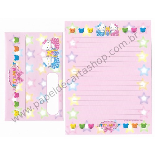 Ano 2002. Conjunto de Papel de Carta Hello Kitty 28th Anniversary Sanrio