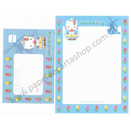 Ano 2000. Conjunto de Papel de Carta Hello Kitty Holanda Sanrio