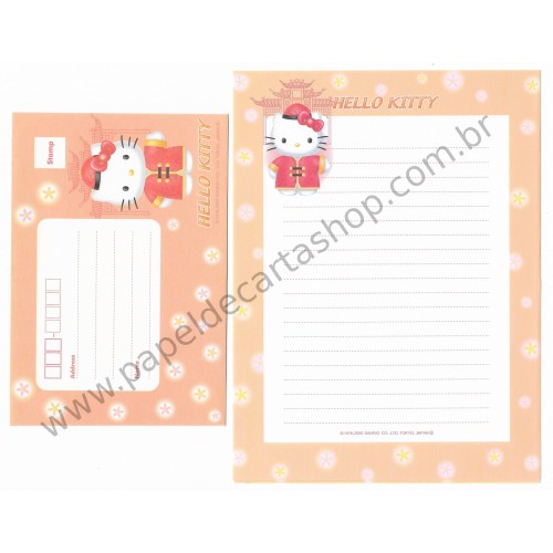 Ano 2000. Conjunto de Papel de Carta Hello Kitty F2 Sanrio