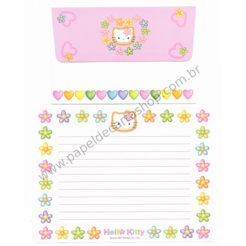 Ano 1997. Conjunto de Papel de Carta Hello Kitty Sanrio