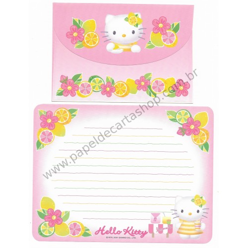 Ano 2001. Conjunto de Papel de Carta Hello Kitty Lemonade 1 Sanrio
