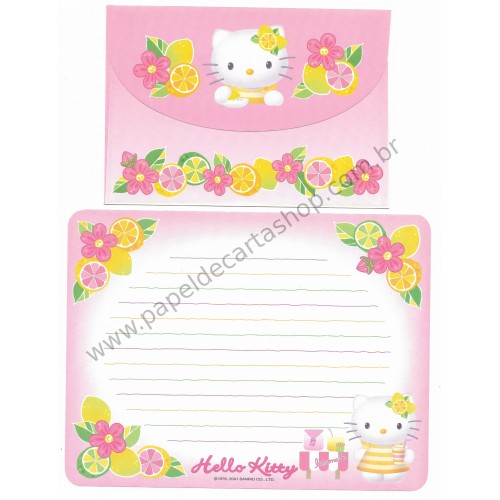 Ano 2001. Conjunto de Papel de Carta Hello Kitty Lemonade 1 Sanrio