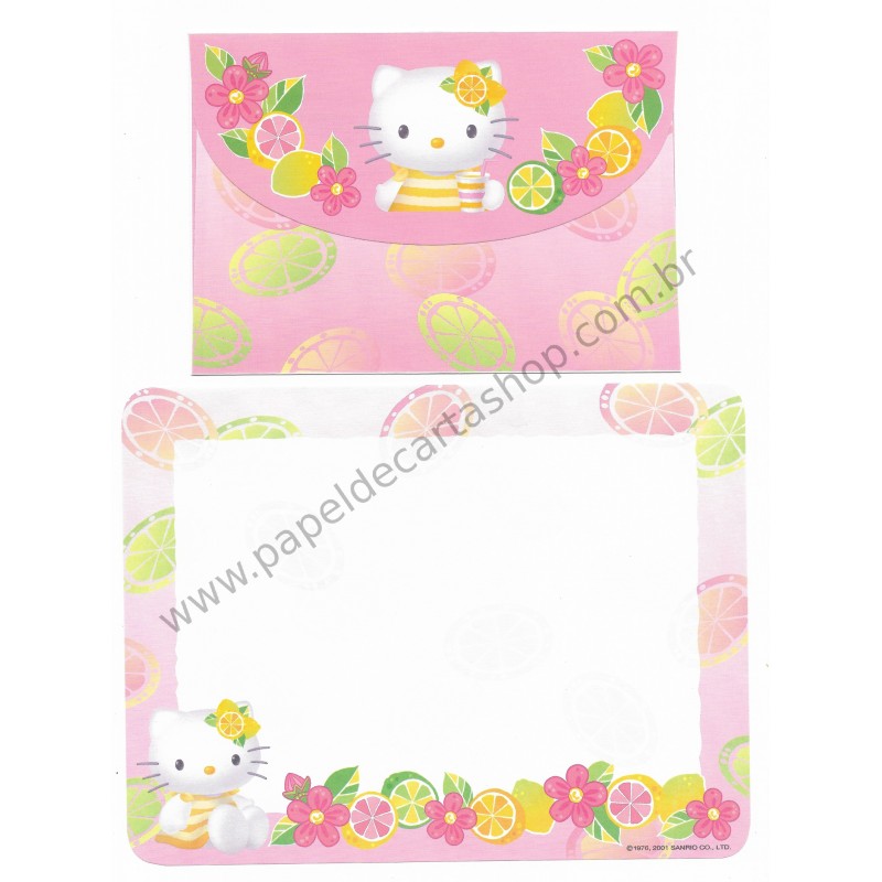 Ano 2001. Conjunto de Papel de Carta Hello Kitty Lemonade 2 Sanrio