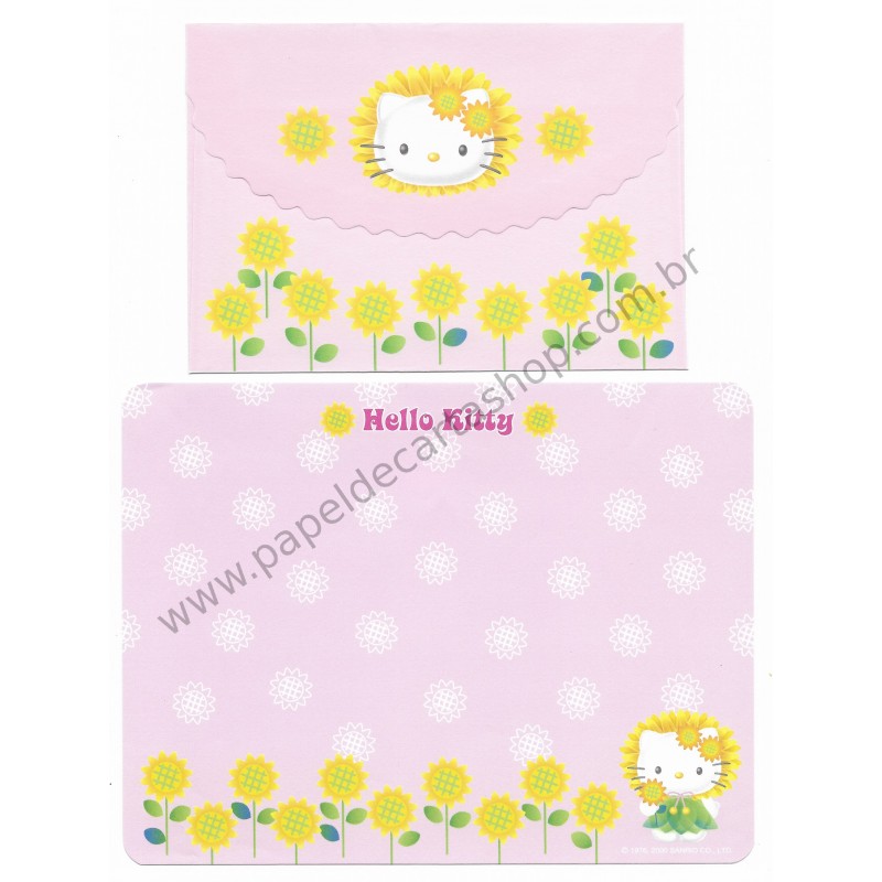 Ano 2000. Conjunto de Papel de Carta Hello Kitty Sunflower 2 Sanrio