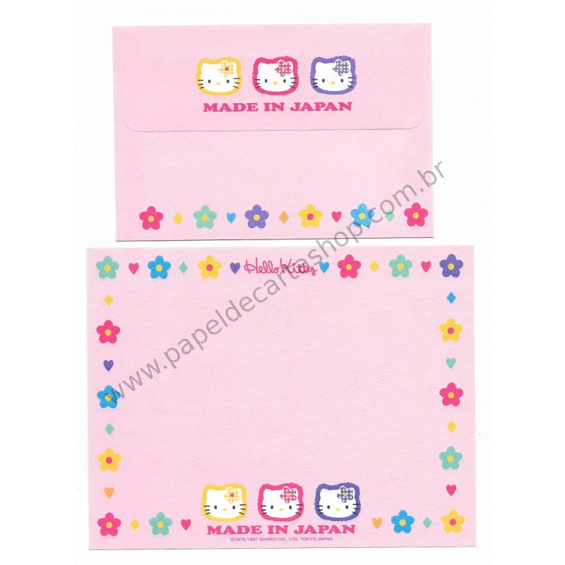 Ano 1997 Conjunto de Papel de Carta Hello Kitty Made in Japan R Sanrio
