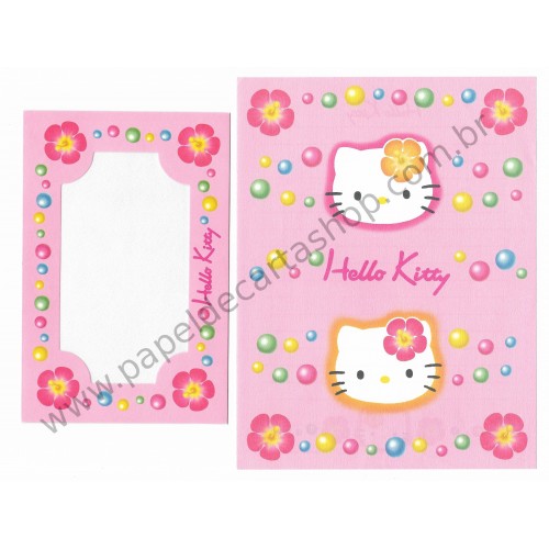 Ano 1997. Conjunto de Papel de Carta Hello Kitty Rosa Sanrio