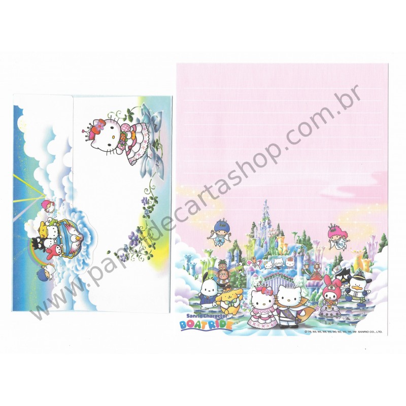 Ano 1999. Conjunto de Papel de Carta Boatride Sanrio Puroland