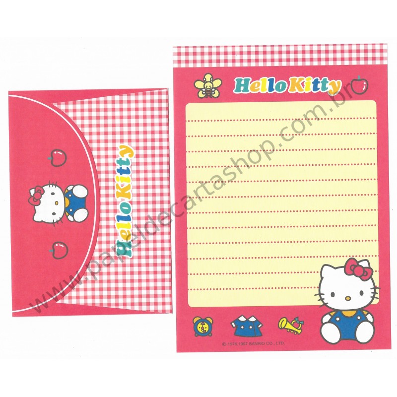 Ano 1997. Conjunto de Papel de Carta Hello Kitty Toys Sanrio