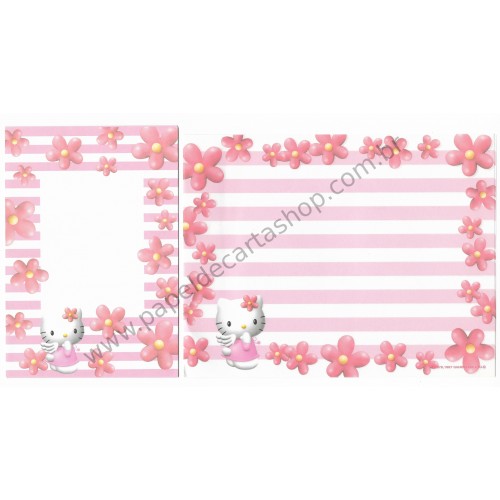 Ano 1997. Conjunto de Papel de Carta Hello Kitty Flores 2 Sanrio