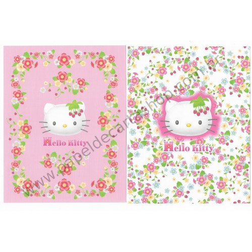 Ano 2001. Conjunto de Papel de Carta Hello Kitty Flores Dupla Sanrio