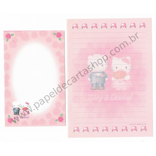 Ano 2001. Conjunto de Papel de Carta Hello Kitty & Daniel Sanrio