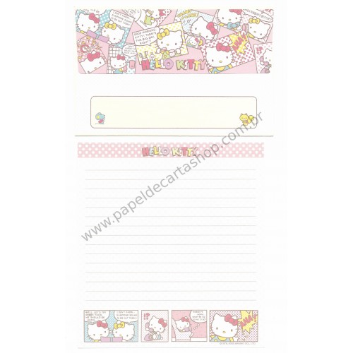 Ano 2003. Conjunto de Papel de Carta Hello Kitty Quadrinhos Sanrio