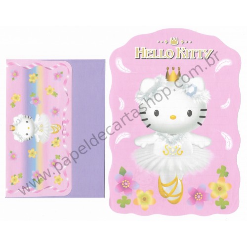 Ano 2002. Conjunto de Papel de Carta Hello Kitty Bailarina Sanrio