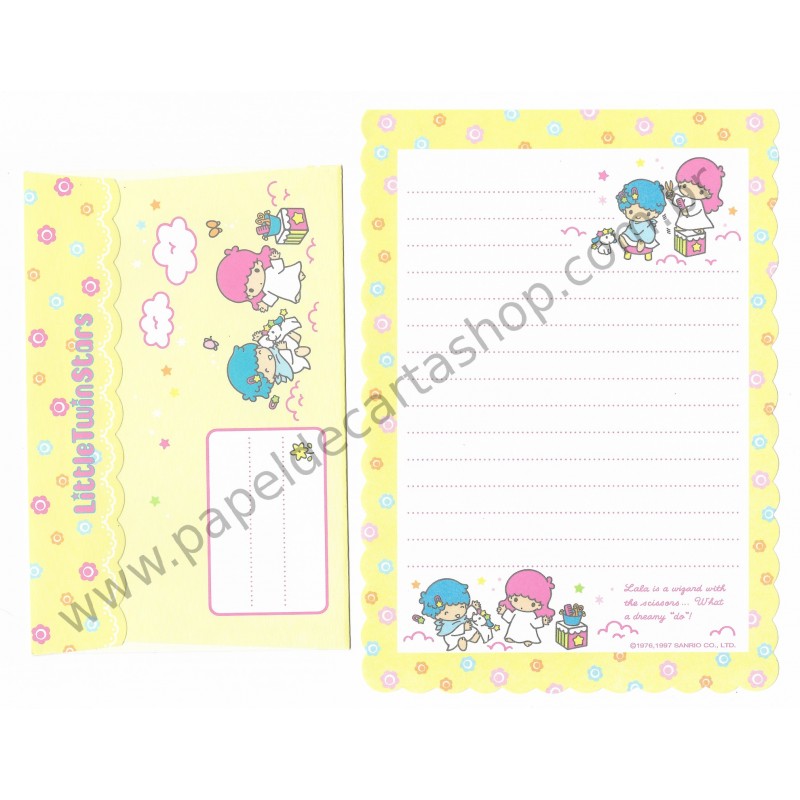 Ano 1997. Conjunto de Papel de Carta Little Twin Stars AM Antigo (Vintage) Sanrio