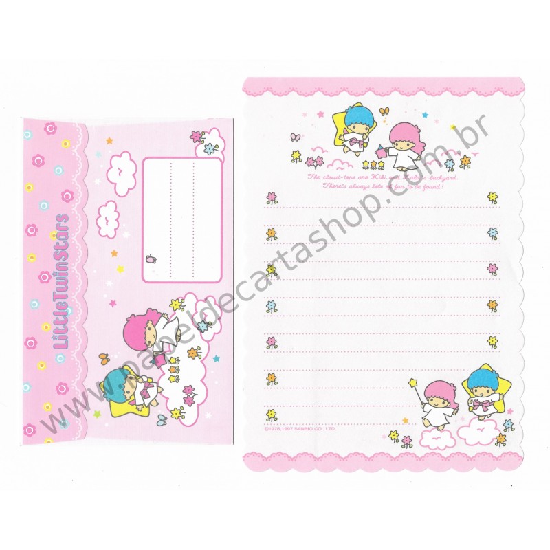 Ano 1997. Conjunto de Papel de Carta Little Twin Stars RS2 Antigo (Vintage) Sanrio