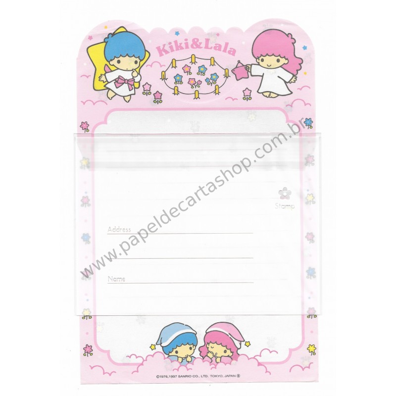 Ano 1997. Conjunto de Papel de Carta Little Twin Stars RT Sanrio