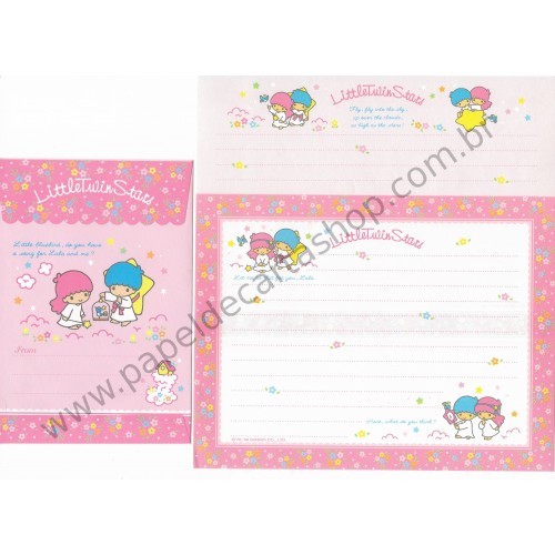 Ano 1998. Conjunto de Papel de Carta Little Twin Stars Dupla RP Sanrio