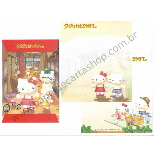 Ano 2002. Conjunto de Papel de Carta Hello Kitty Regional Japão P Dupla Sanrio