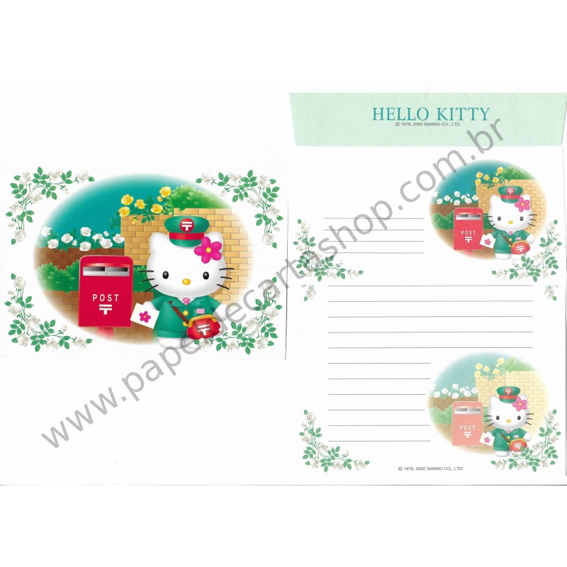 Ano 2002. Conjunto de Papel de Carta Hello Kitty Regional Post VD Sanrio
