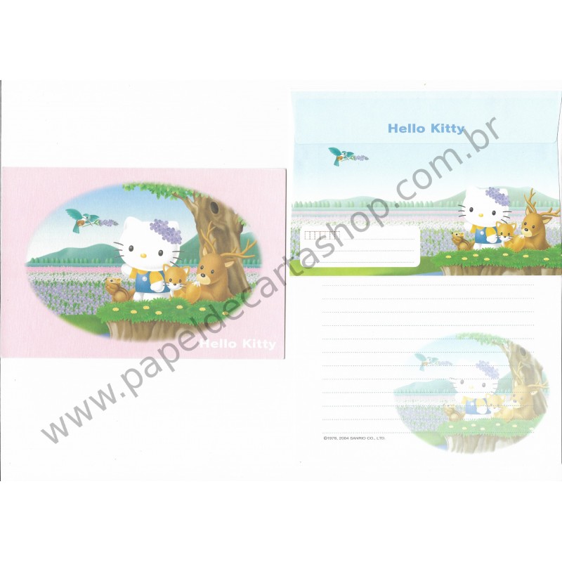 Ano 2004. Conjunto de Papel de Carta Hello Kitty Regional CRS Sanrio