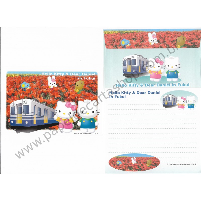Ano 2003. Conjunto de Papel de Carta Hello Kitty & Dear Daniel in Fukui Sanrio