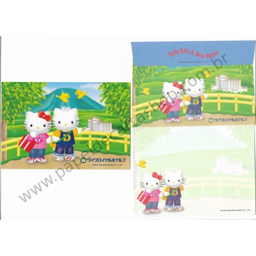 Ano 2003. Conjunto de Papel de Carta Hello Kitty & Dear Daniel Daiwa Royal Hotel Sanrio